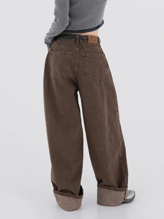 Karr Old Brown Wide Denim Pants