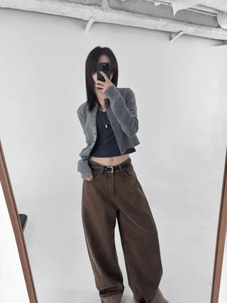 Karr Old Brown Wide Denim Pants