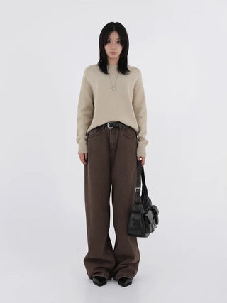 Karr Old Brown Wide Denim Pants