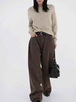 Karr Old Brown Wide Denim Pants