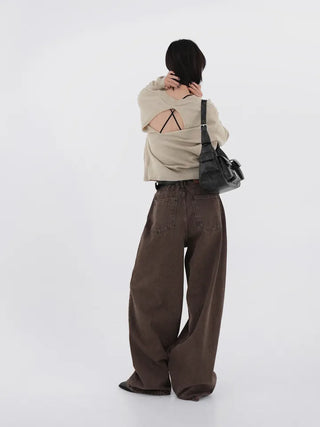 Karr Old Brown Wide Denim Pants