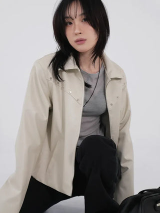 Yumeki Rivet Leather Jacket
