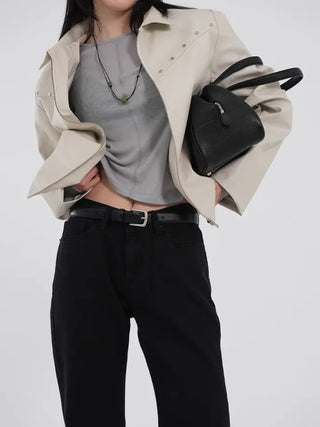 Yumeki Rivet Leather Jacket