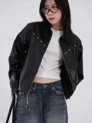 Yumeki Rivet Leather Jacket