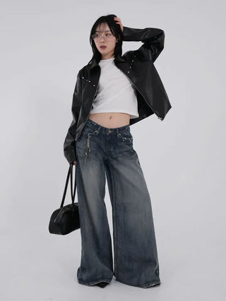 Yumeki Rivet Leather Jacket