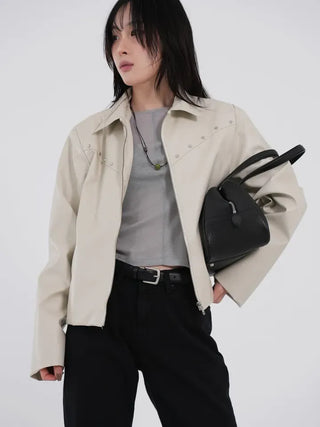 Yumeki Rivet Leather Jacket