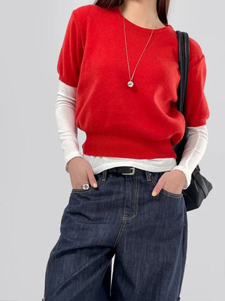 Reina Round Neck Short Sleeve Knit