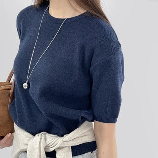 Reina Round Neck Short Sleeve Knit