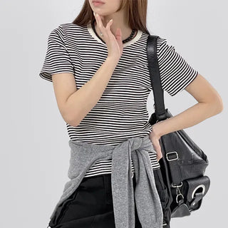 Enzo Striped Waffle Short Sleeve Tee