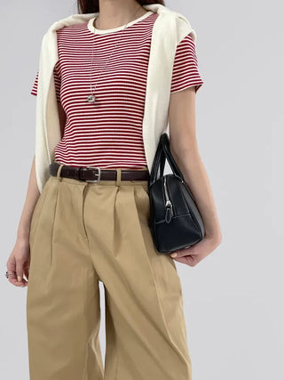 Enzo Striped Waffle Short Sleeve Tee
