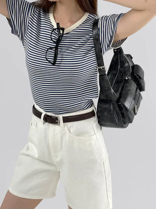 Enzo Striped Waffle Short Sleeve Tee