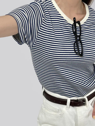 Enzo Striped Waffle Short Sleeve Tee