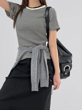 Enzo Striped Waffle Short Sleeve Tee