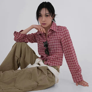 Cellop check crop shirt