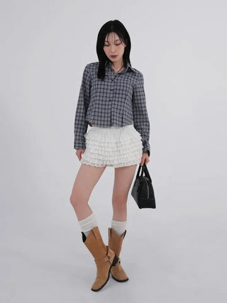 Cellop check crop shirt