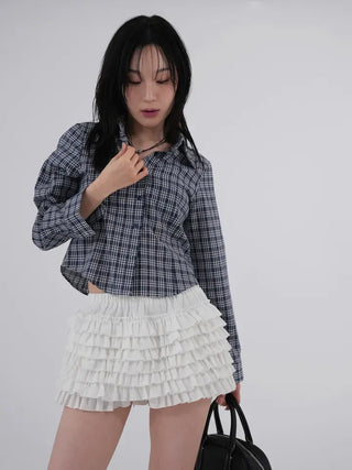 Cellop check crop shirt
