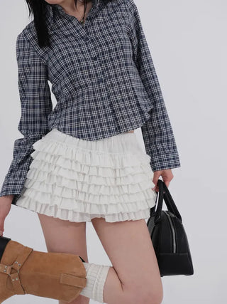 Cellop check crop shirt