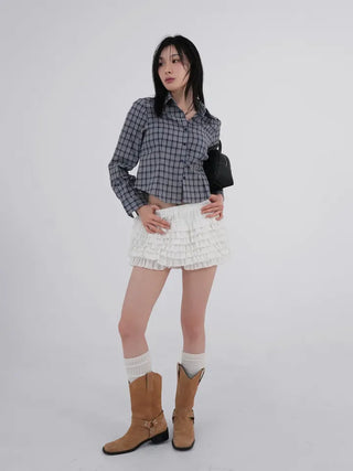 Cellop check crop shirt