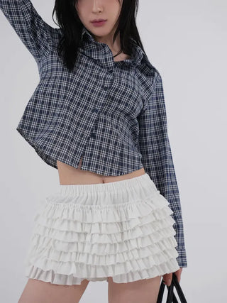 Cellop check crop shirt