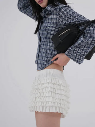 Cellop check crop shirt