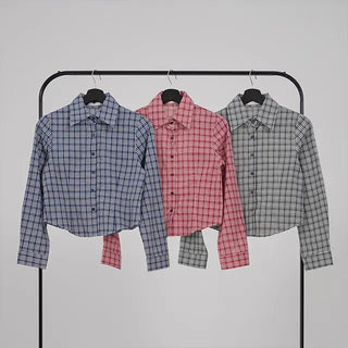 Cellop check crop shirt