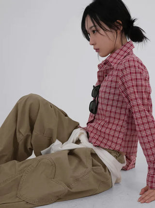 Cellop check crop shirt