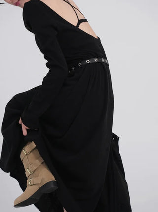 Falling Western Suede Buckle Mid-calf Boots