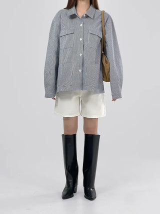Only striped shirt jacket