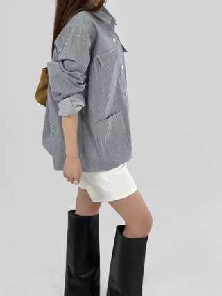 Only striped shirt jacket
