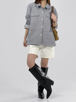 Only striped shirt jacket