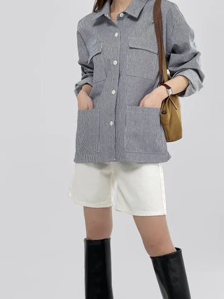 Only striped shirt jacket