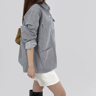 Only striped shirt jacket