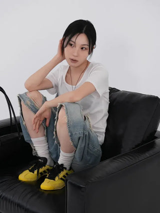 Finns Distressed Denim Bermuda Shorts