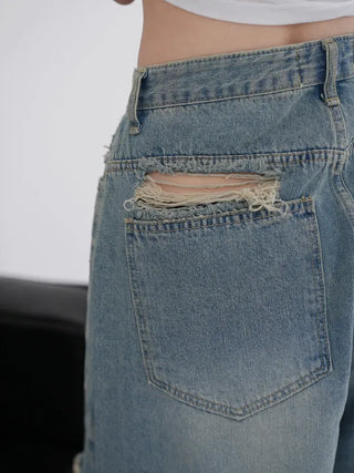 Finns Distressed Denim Bermuda Shorts