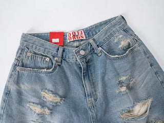 Finns Distressed Denim Bermuda Shorts