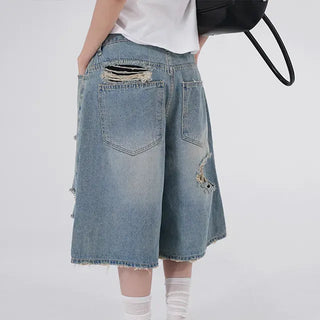 Finns Distressed Denim Bermuda Shorts