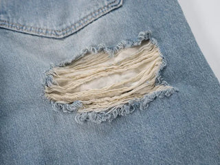 Finns Distressed Denim Bermuda Shorts