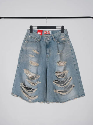 Finns Distressed Denim Bermuda Shorts