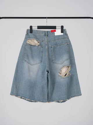 Finns Distressed Denim Bermuda Shorts