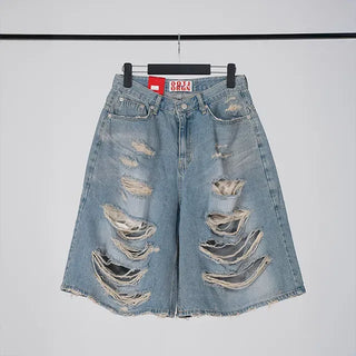 Finns Distressed Denim Bermuda Shorts