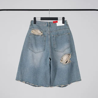 Finns Distressed Denim Bermuda Shorts
