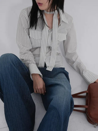 Rib Raindrop Blue Denim Pants