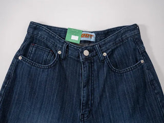Rib Raindrop Blue Denim Pants