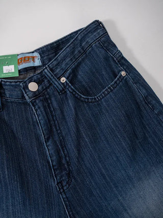 Rib Raindrop Blue Denim Pants