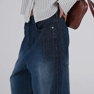 Rib Raindrop Blue Denim Pants