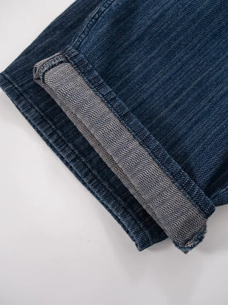 Rib Raindrop Blue Denim Pants