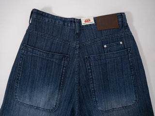 Rib Raindrop Blue Denim Pants