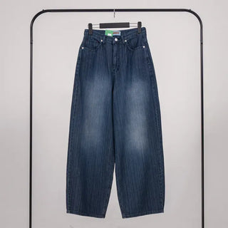 Rib Raindrop Blue Denim Pants