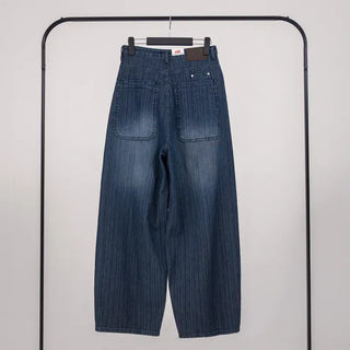 Rib Raindrop Blue Denim Pants