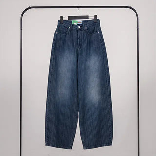 Rib Raindrop Blue Denim Pants
